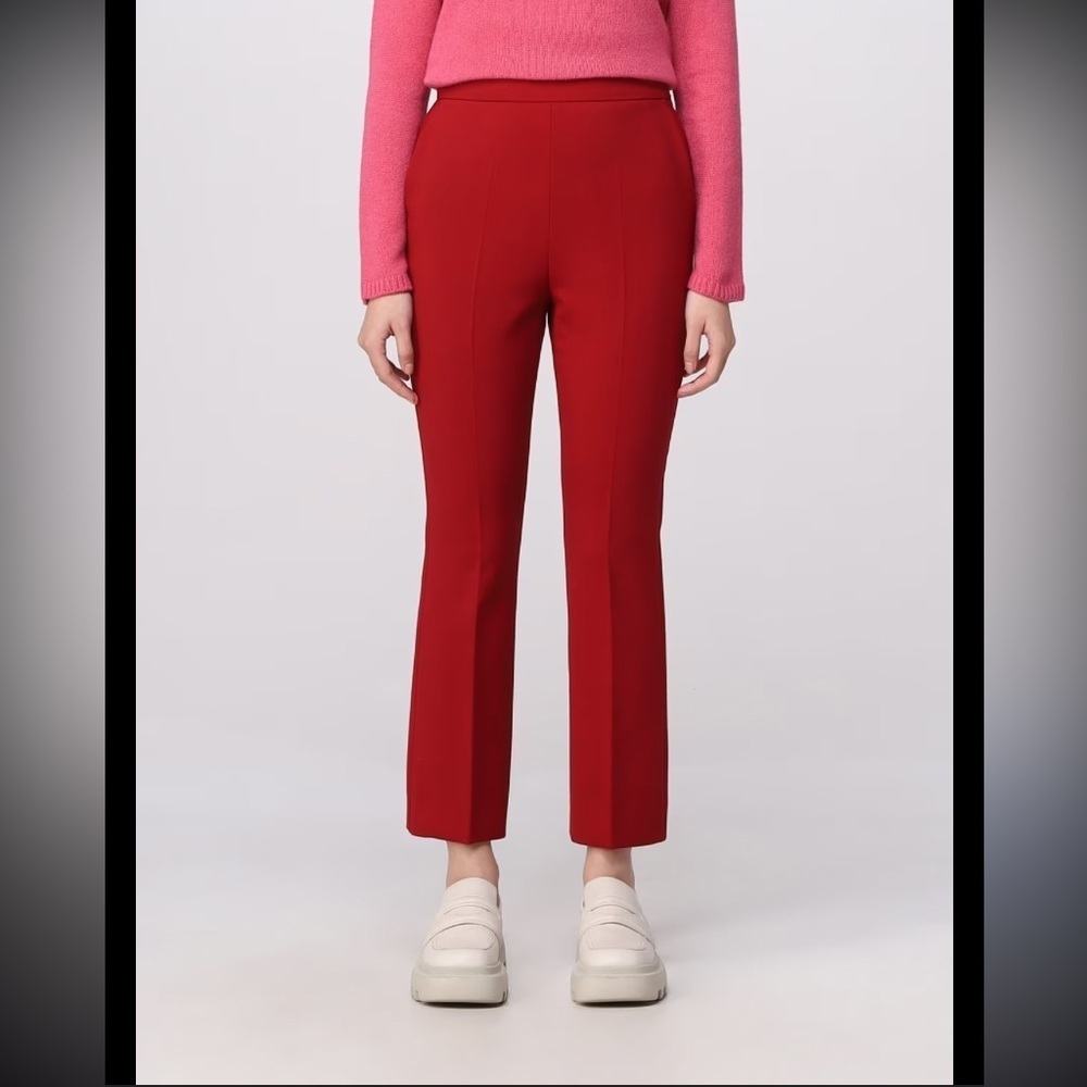 Max Mara wool blend pants red cropped $400 designer classic spring casual boho